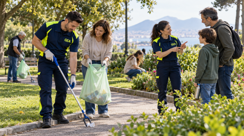 Educazione ambientale: volontari GEA e cittadini impegnati nella cura di uno spazio verde