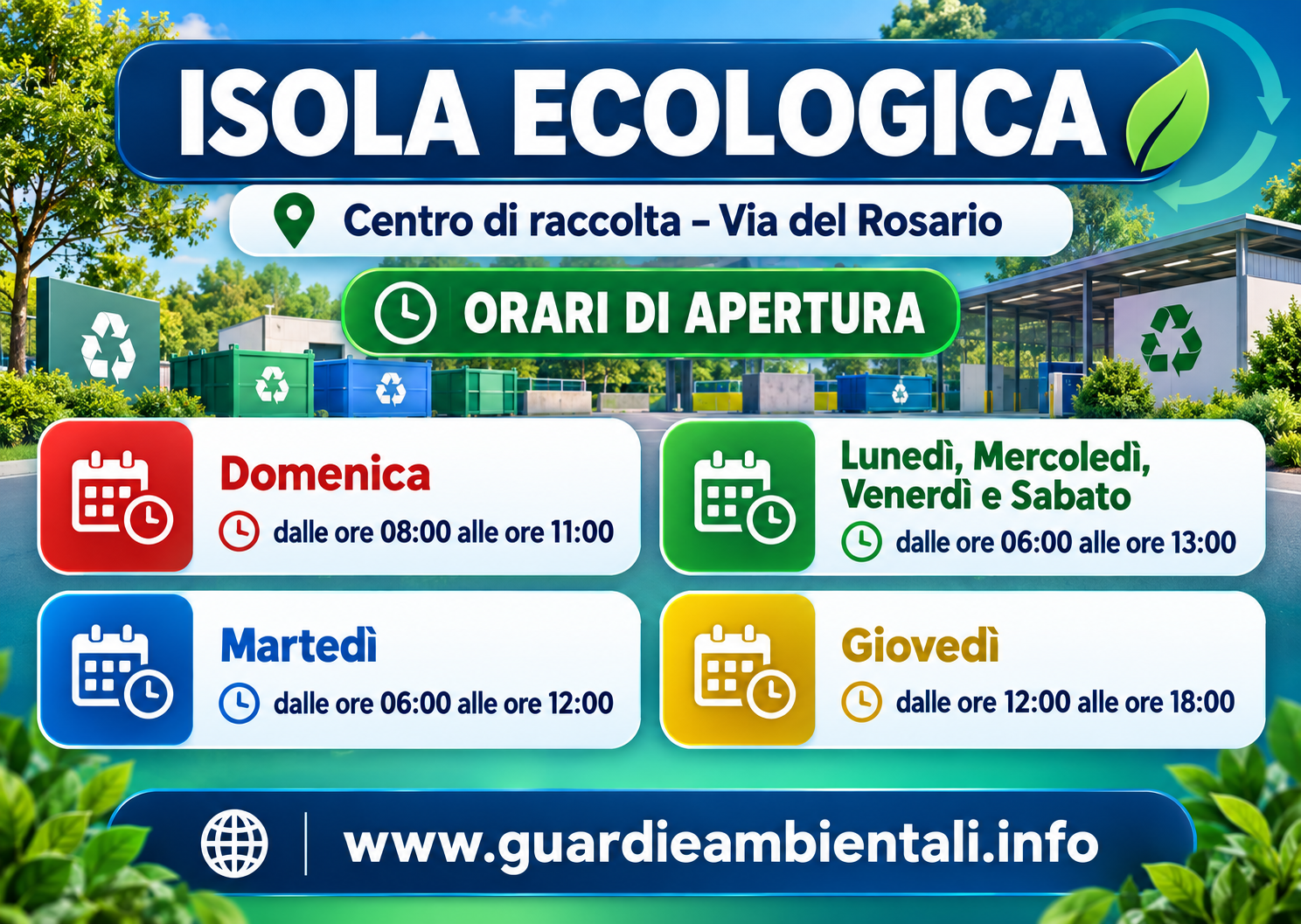Isola ecologica Frattamaggiore: illustrazione dedicata al conferimento differenziato dei rifiuti
