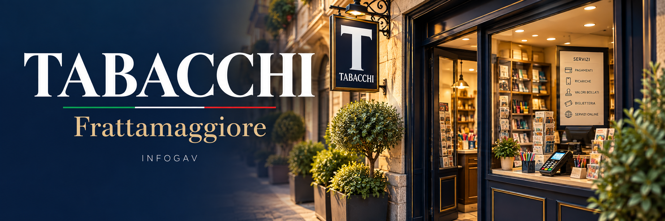 Banner Tabacchi Frattamaggiore – INFOGAV con insegna di una tabaccheria