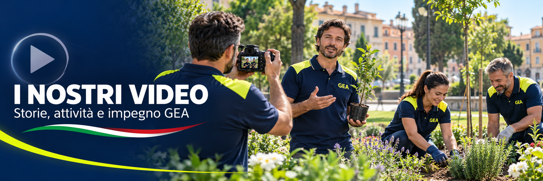 Video GEA: illustrazione di volontari che riprendono e raccontano un’attività ambientale sul territorio.